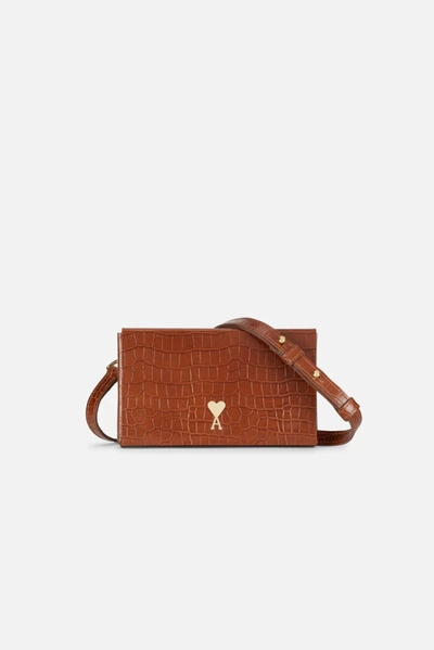Shop Ami Alexandre Mattiussi Slim Box Bag In Brown