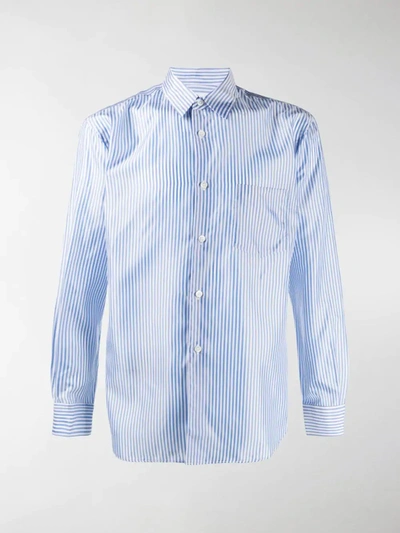 Shop Comme Des Garçons Shirt Stripe-print Fitted Shirt In Blue