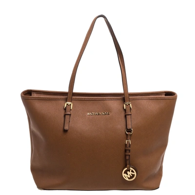 Pre-owned Michael Michael Kors Tan Leather Jet Set Travel Tote