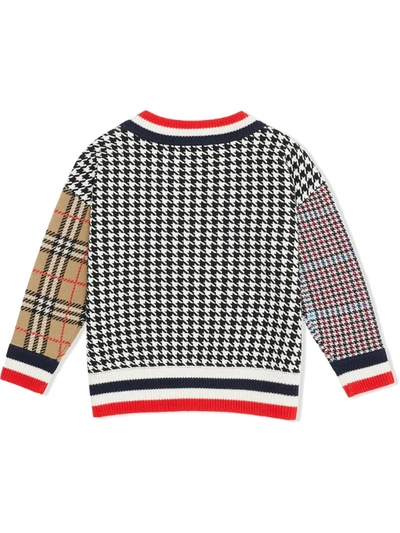 Shop Burberry Teen Patchwork Check Jumper In Red