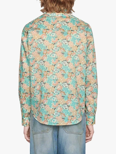 Shop Gucci Liberty Floral-print Shirt In Blue