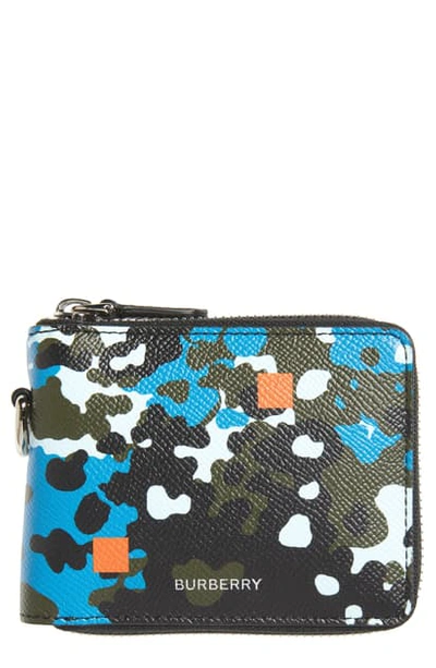 Burberry Daniels Camo Zip Around Leather Wallet In Blue | ModeSens