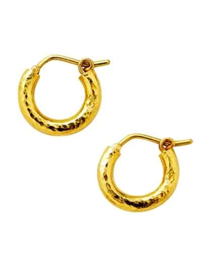 Shop Elizabeth Locke Gold Hammered 19k Yellow Gold Baby Hoop Earrings