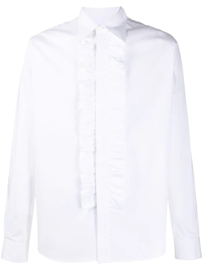 Shop Ami Alexandre Mattiussi Ruffle-front Shirt In White