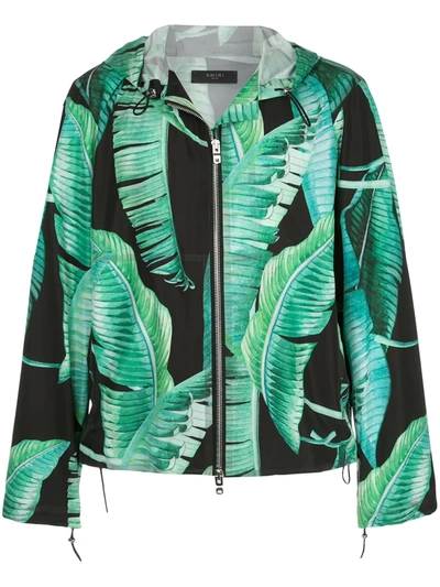 Shop Amiri Banana Leaf Hooded Jacket In Green