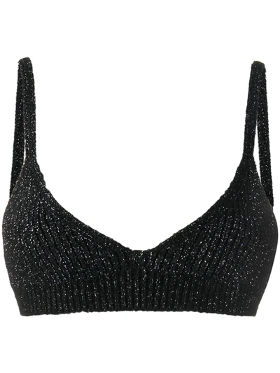 Alanui Ribbed Knit Cropped Top In Metallic