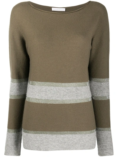 Shop Fabiana Filippi Stripe Long-sleeve Knitted Top In Green