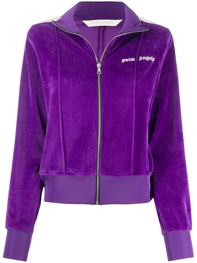 Shop Palm Angels Fitted Chenille Zipped Jacket In Purple