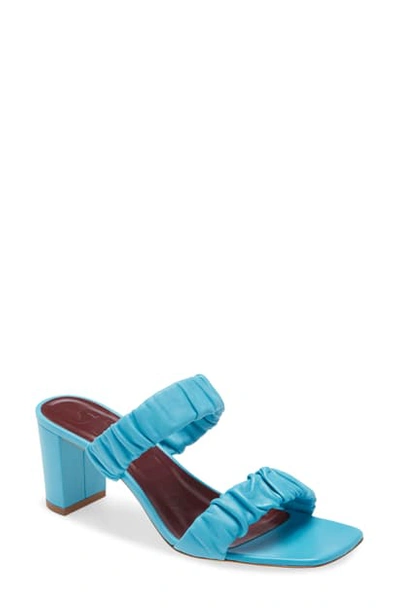 Shop Staud Frankie Ruched Slide Sandal In Bright Blue