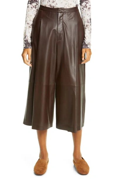 Shop Vince Leather Culottes In Chocolate