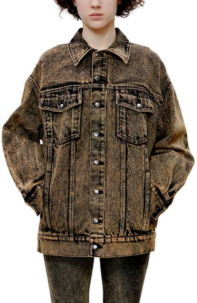 Nouveau Acid Wash Denim Jacket In Khaki Acid