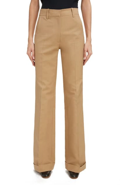 Shop Victoria Beckham High Waist Flare Leg Trousers In Taupe