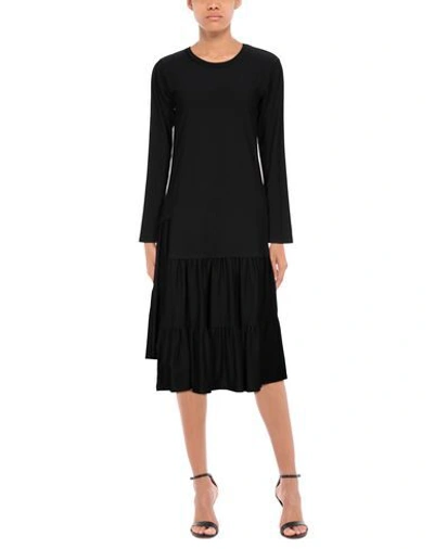 Shop Mm6 Maison Margiela Woman Midi Dress Black Size M Cotton, Elastane