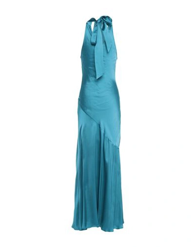 Shop De La Vali Long Dress In Blue