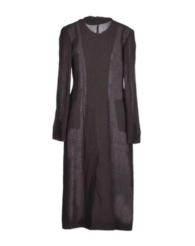 Shop Yohji Yamamoto Overcoats In Lead