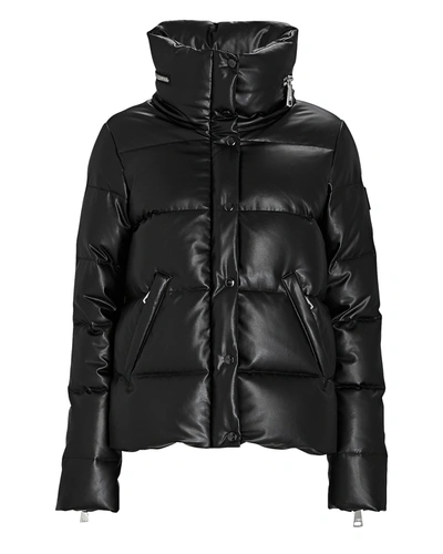 Shop Sam . Isabel Vegan Leather Puffer Jacket In Black