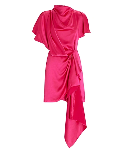 Shop Acler Lochner Satin Draped Mini Dress In Pink