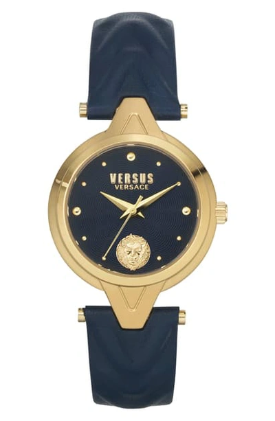 Shop Versus Forlanni Leather Strap Watch, 30mm In Ip Yellow Gold