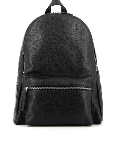 Shop Orciani Micron Grainy Leather Backpack In Black