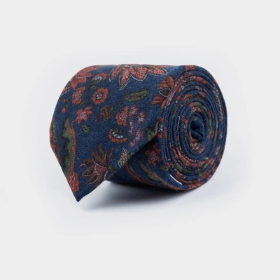 Shop Ledbury Men's Deep Blue Mabry Print Tie