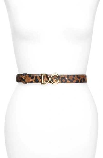 Shop Dolce & Gabbana Logo Leopard Print Leather Belt