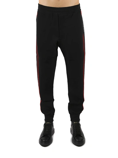 Shop Alexander Mcqueen Jersey Jogging Trousers With Logoed Side Bands In Black