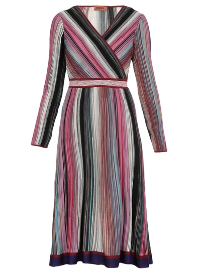 Shop Missoni Midi Wrap Dress In Multicolor