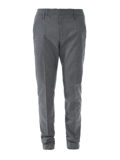 Shop Dondup Stretch Wool Chino Trousers In Grey
