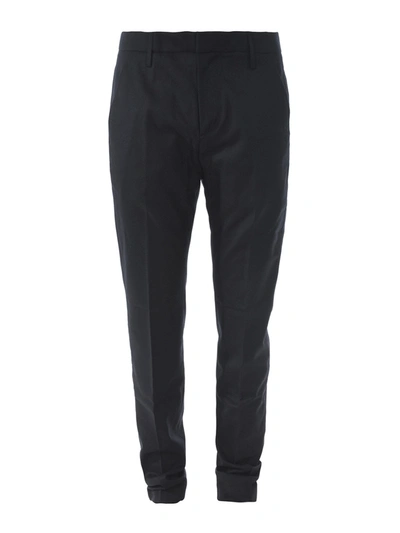 Shop Dondup Stretch Wool Chino Trousers In Black