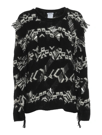 Shop P.a.r.o.s.h Inlaid Patterned Sweater In Black
