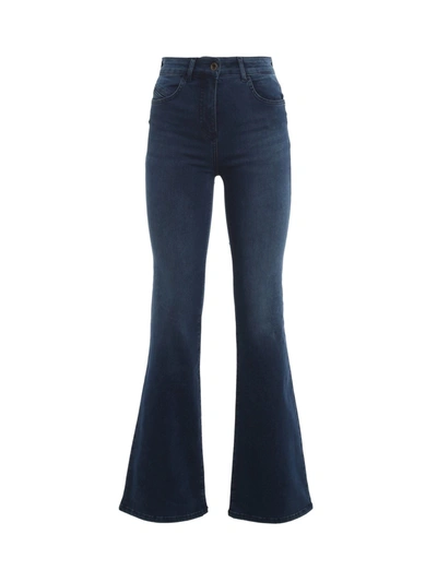 Shop Patrizia Pepe Embroidered Pocket Bootcut Jeans In Blue
