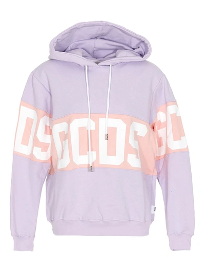 Shop Gcds Branded Cotton Hoodie In Purple