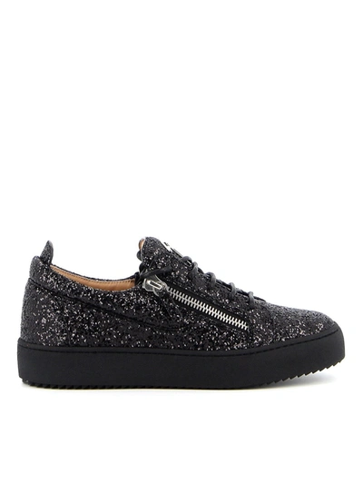 Shop Giuseppe Zanotti May London Glittered Sneakers In Black