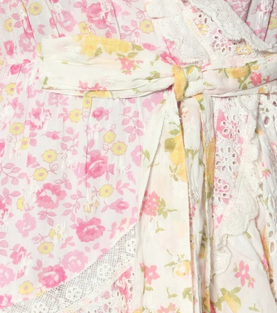 Shop Loveshackfancy Belen Floral Cotton Wrap Dress In Pink