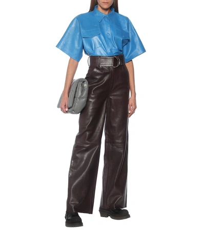 Shop Stand Studio Kelly Leather Shirt In Blue
