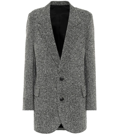 Shop Ami Alexandre Mattiussi Donegal Tweed Wool-blend Blazer In Grey