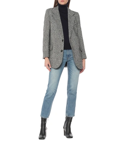Shop Ami Alexandre Mattiussi Donegal Tweed Wool-blend Blazer In Grey