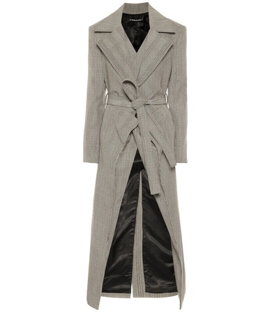 Shop Y/project Checked Virgin Wool Coat In Grey