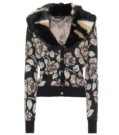 Shop Y/project Floral Mohair-blend Cardigan In Black