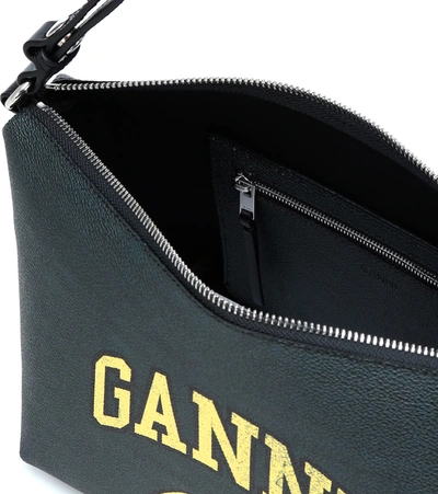 Shop Ganni Logo Shoulder Bag In Black