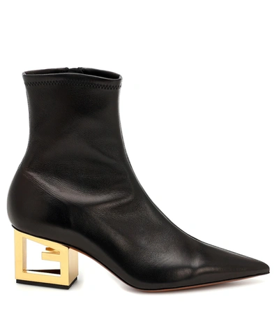 Shop Givenchy G Heel Leather Ankle Boots In Black