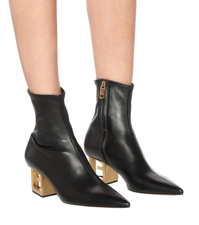 Shop Givenchy G Heel Leather Ankle Boots In Black