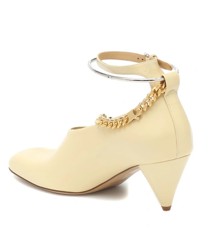 Shop Jil Sander Chain-trimmed Leather Pumps In Yellow