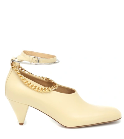 Shop Jil Sander Chain-trimmed Leather Pumps In Yellow