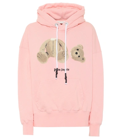 Shop Palm Angels Bear Cotton Jersey Hoodie In Pink