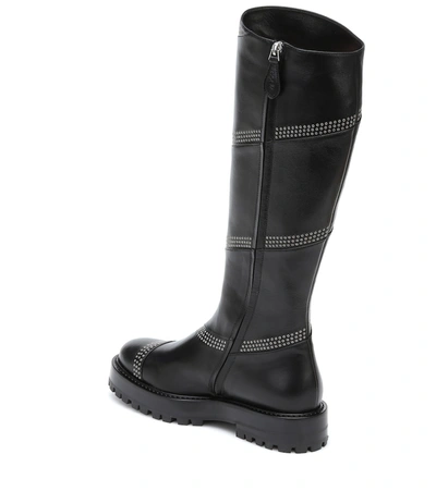 Shop Alaïa Studded Leather Knee-high Boots In Black