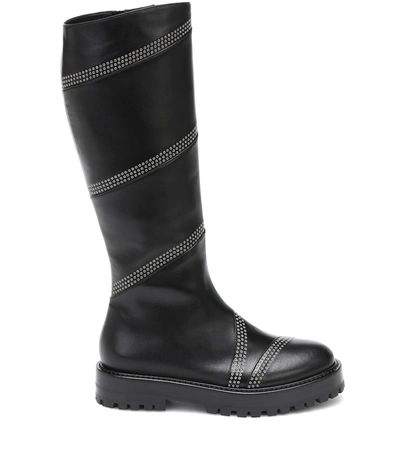 Shop Alaïa Studded Leather Knee-high Boots In Black