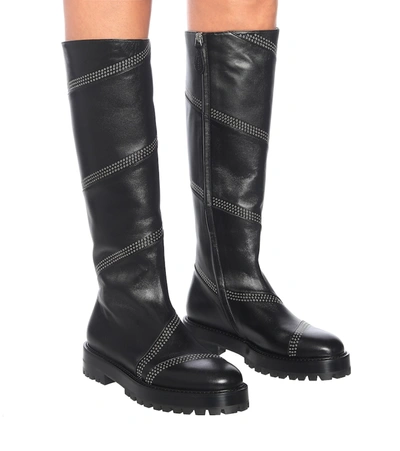 Shop Alaïa Studded Leather Knee-high Boots In Black