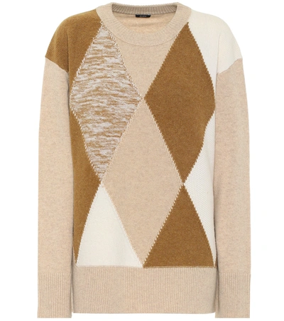 Shop Joseph Argyle Merino Wool Sweater In Brown