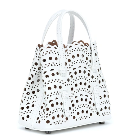 Shop Alaïa Le Mina 16 Vienne Wave Leather Tote Bag In White
